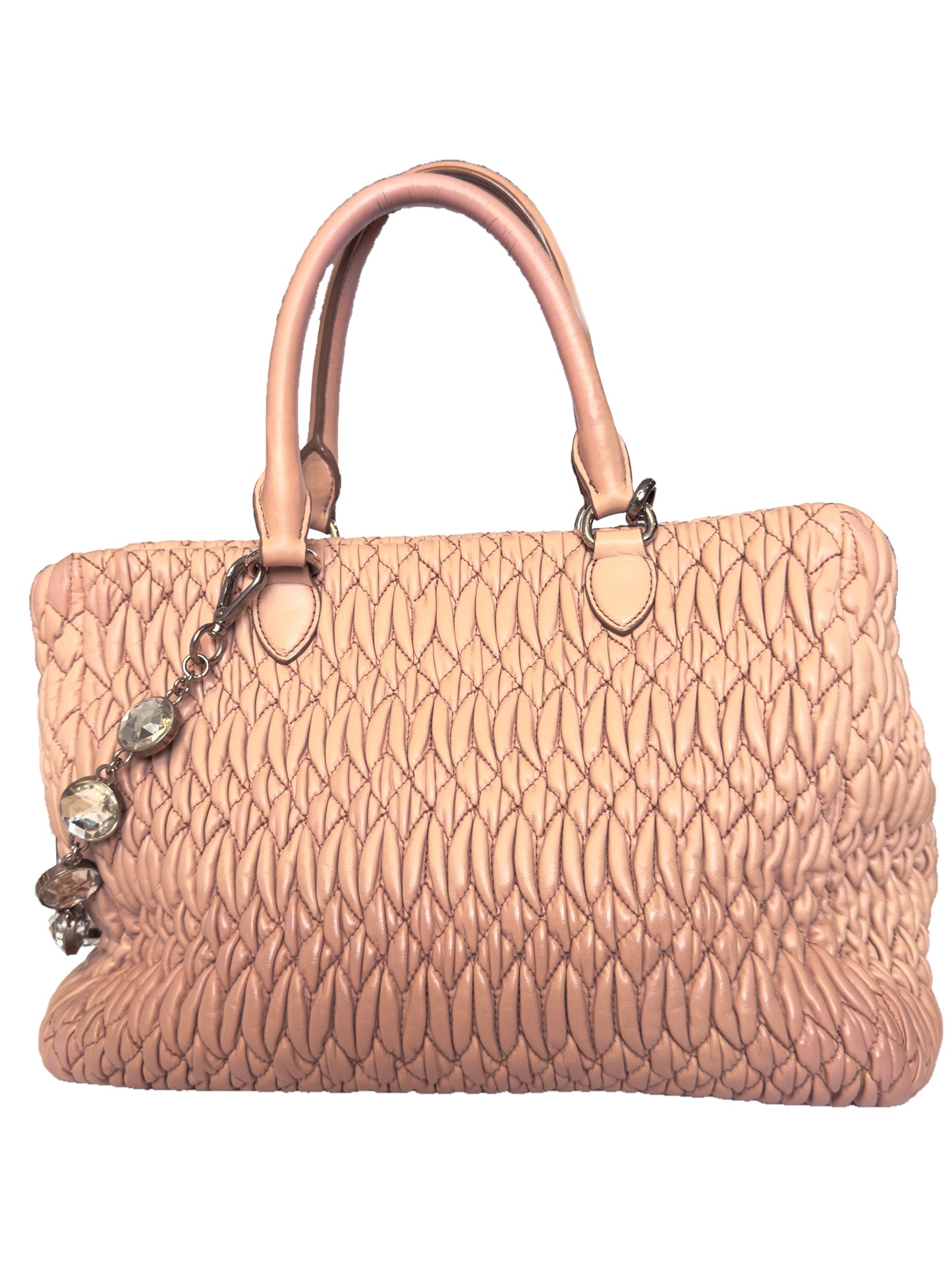 Miu Miu Matelasse Leather Crystal Handbag
