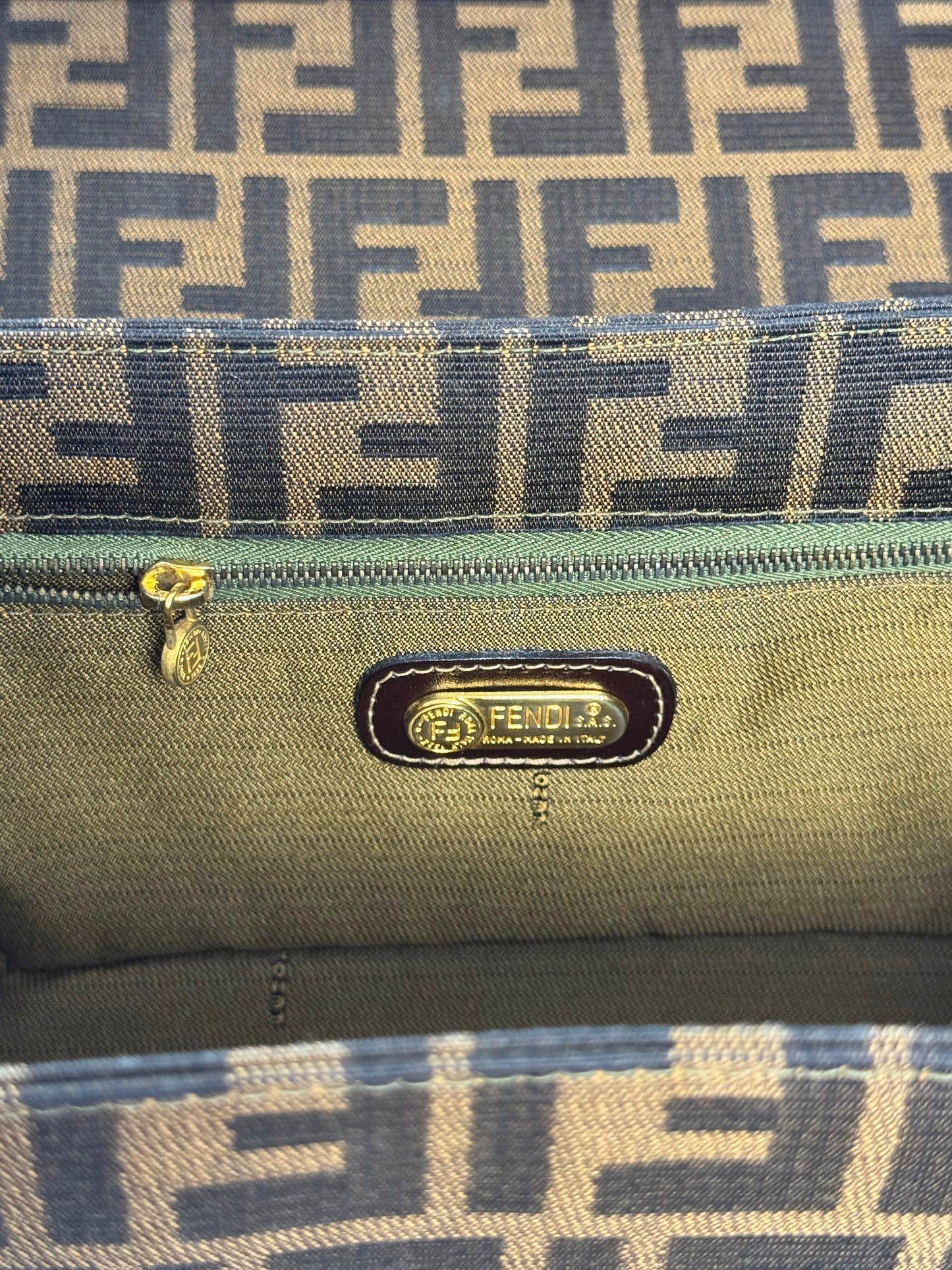 Fendi Brown Zucca Vanity Bag