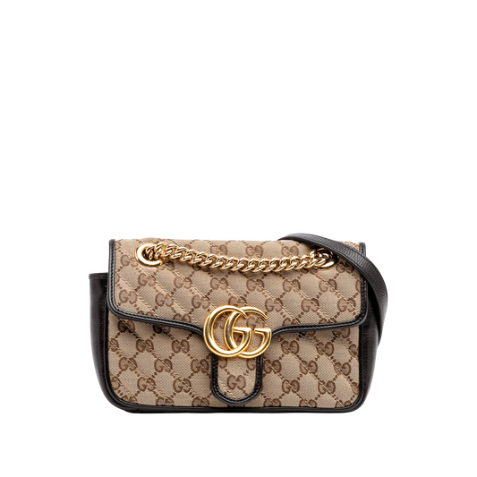 Mini GG Marmont Matelasse Canvas Flap Crossbody